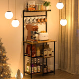 Honkazita Kitchen Bakers Rack 23.6 Inch Length With 6 Tiers Zoned Storage Design Coffee Bar Station Microwave Stand Kitchen Rack Honkazita