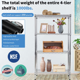 4 Tier Metal Storage Shelves 36" L x 14" W x 54"H Adjustable Wire Shelving Unit 1000LBS Metal Shelves Garage Storage Pantry Shelves Storage Rack Wire Rack Shelf Steel Shelves for Storage, Chrome XXkseh