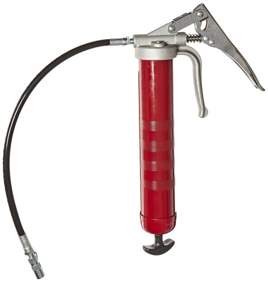 Alemite 555-E Pistol Grip Grease Gun, Develops up to 7,500 psi, Delivery 1 oz./30 Strokes, 16 oz. Bulk or 14 oz. Cartridge, with Flexible Extension, Dual Leverage, Volume or Pressure Mode - WoodArtSupply