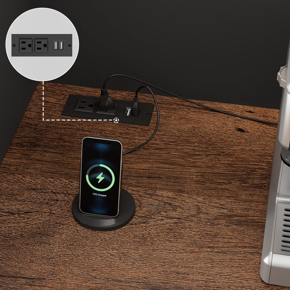 FINETONES 71" Pantry Cabinet with LED Light and Charging Station, Kitchen Pantry Cabinet with Microwave Stand, Kitchen Hutch Food Storage Cabinet with Outlet and Wine Racks, Black FINETONES