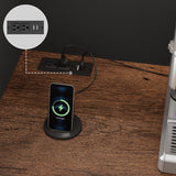 FINETONES 71" Pantry Cabinet with LED Light and Charging Station, Kitchen Pantry Cabinet with Microwave Stand, Kitchen Hutch Food Storage Cabinet with Outlet and Wine Racks, Black FINETONES