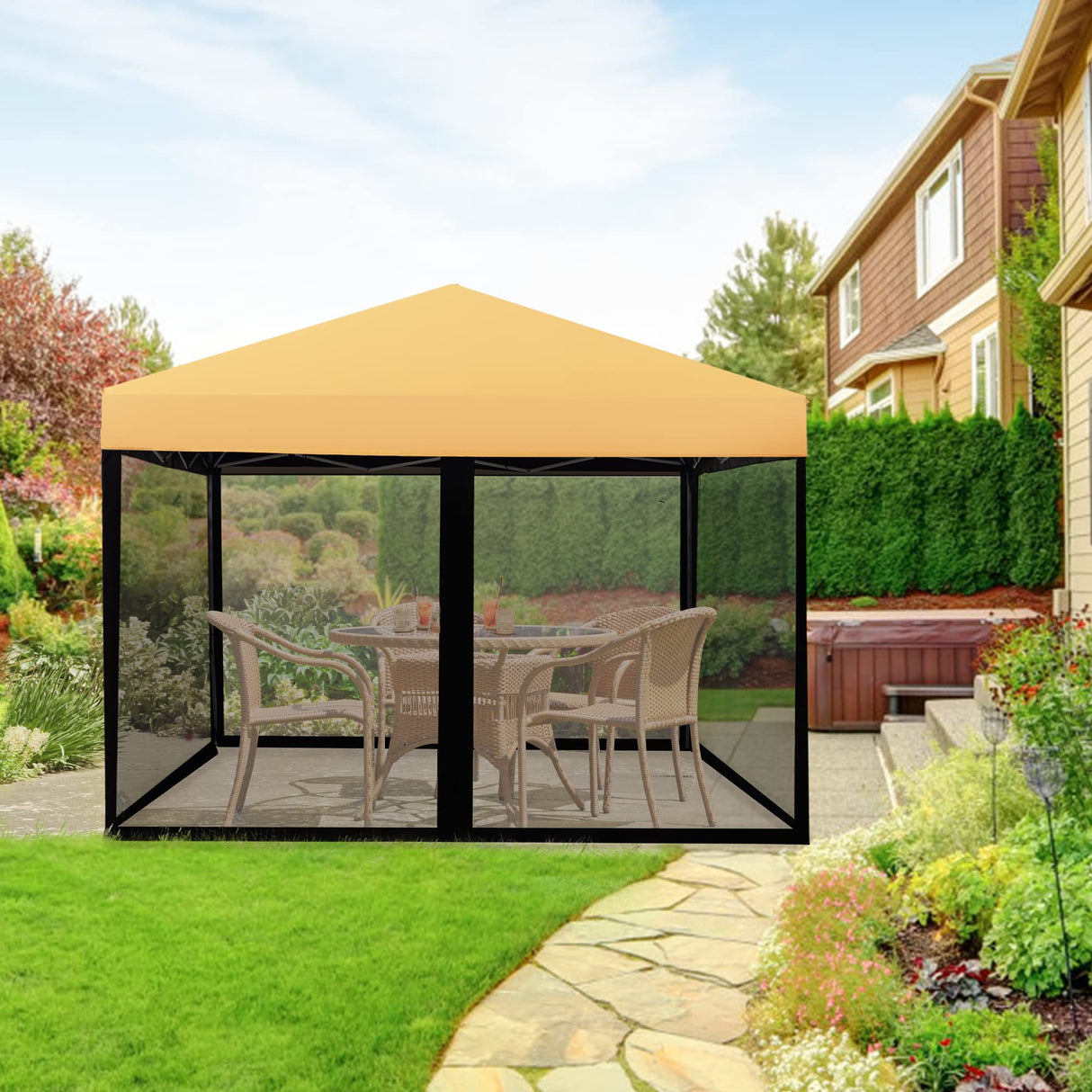 WenHaus 10'x10' Mosquito Netting for Patio with Zipper, Outdoor Replacement Mesh Sidewall Netting for Porch/Patio/Canopy/Gazebo (Mosquito Netting Only, Black) WenHaus