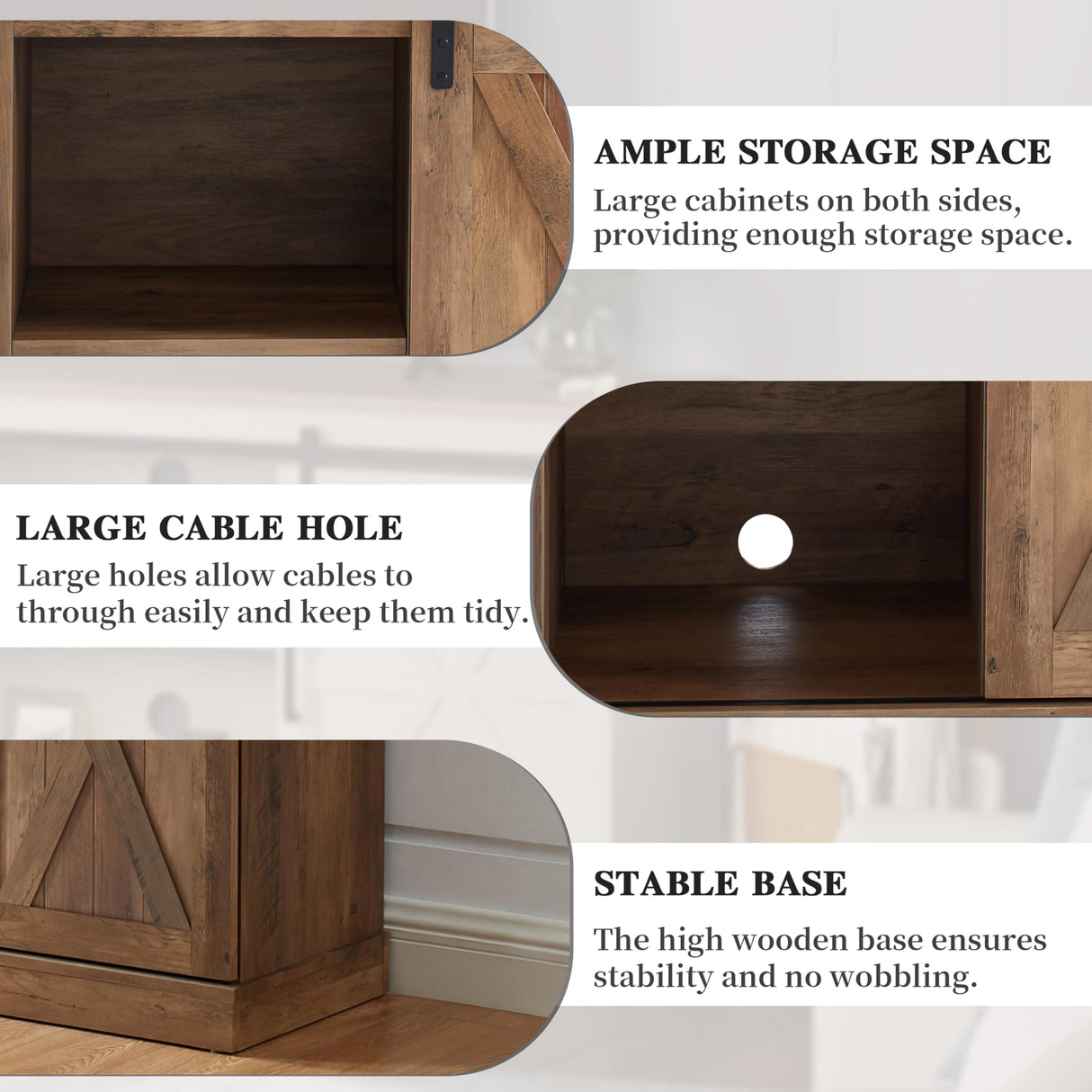 EDYO LIVING Farmhouse TV Stand for 60 Inch TV, Wood TV Stand with Sliding Barn Door, Entertainment Center with Storage Cabinet, Rustic Media Console for Living Room Bedroom, Rustic Oak EDYO LIVING