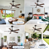 Depuley 42-Inch Ceiling Fan with Light: Walnut Ceiling Fans with 5 Blades Dual Finish Reversible - Farmhouse Ceiling Fan with Remote Control for Living Room Outdoor Patios Depuley