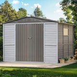 Shed 8' x 8' Storage Shed, 8 x 8 FT Wood Sheds & Outdoor Storage Clearance, Utility and Tool Garden Shed, Waterproof Storage Shed Large with Lockable Doors for Backyard, Patio, Outside Use (Gray) AEMSOFK