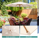 Giantex 10FT Patio Umbrella, Outdoor Table Market Umbrella with 8 Bamboo Ribs, Pulley Lift and Ventilation Hole, Outdoor Sunshade Umbrella for Poolside Backyard Beach (Beige) Giantex