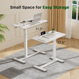 Gibbon Mounts Mobile Standing Desk, Pneumatic Adjustable Rolling Desk(27.5 Inches), Portable Laptop Desk with Wheels, Overbed Bedside Table Laptop Table for Couch, Home, Office, White Gibbon Mounts