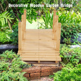 Giantex 5 ft Garden Bridge - Natural Wood Arc Footbridge Walkway with Side Railings, Decorative Wooden Bridge Landscaping for Backyard Farm Garden Creek Pond Decor, Easy to Assemble (Natural) Giantex