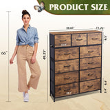 WLIVE Tall Dresser for Bedroom, Fabric Dresser Storage Tower, Dresser & Chest of Drawers Organizer Unit with 11 Drawers, Storage Cabinet, Hallway, Closets, Steel Frame, Wood Top WLIVE