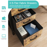 Lufeiya Computer Desk with File Drawers Cabinet, 47 Inch Home Office Desks with Keyboard Tray, Gaming Desk with LED Lights and Power Outlets, Writing Table PC Desks with Monitor Stand, Rustic Brown Lufeiya