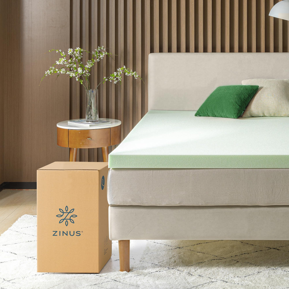 ZINUS 3 Inch Green Tea Memory Foam Mattress Topper, Smaller, More Convenient WonderBox Packaging, Pressure-Relieving Layers, CertiPUR-US Certified, Full Zinus