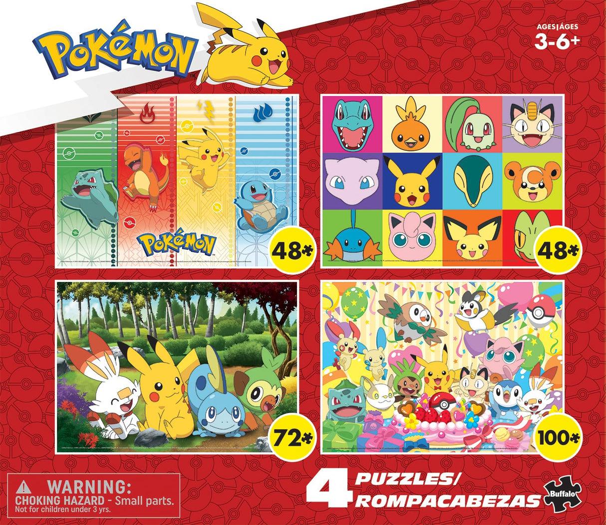 Buffalo Games - Pokemon - 4 X 1 Kids Multipack - Kids Pokemon Multipack - Multi Piece Jigsaw Puzzle for Adults -Challenging Puzzle Perfect for Game Nights - Finished Size Varies Buffalo Games