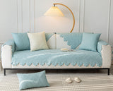 XSlive Cotton Quilted Dog Couch Cover for Sofa Farmhouse Rustic Embroidery Sectional Couch Cover Soft Anti-Slip Sofa Slipcover Furniture Protector for Kids, Pets (Blue,28"x28") XSlive