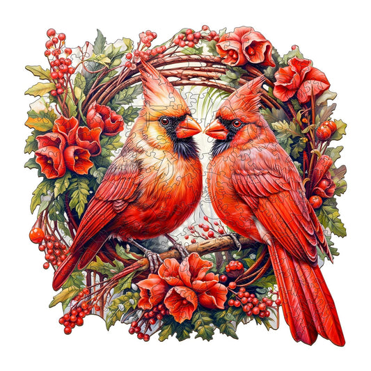 Jigfoxy Wooden Puzzles for Adults, Cardinal Wood Puzzles Adult, Unique Animal Shape Wooden Jigsaw Puzzles, Birthday Gifts for Puzzles Lovers Family Friend (L-13.3 * 13.3in-300 pcs)