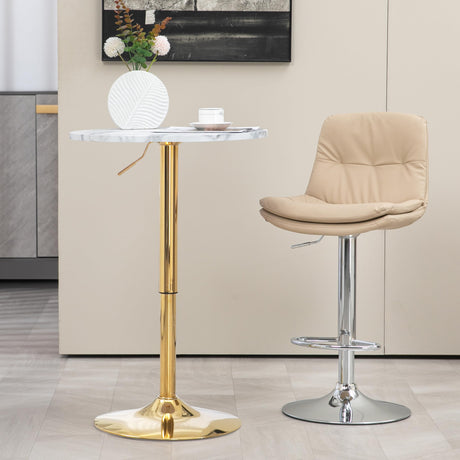 Finnhomy 24'' Round Cocktail Bar Table with Metal Base, Tall Bistro Pub Table, Adjustable 27.9''-35.4'' Counter Bar Height for Kitchen, Dining Room, Living Room, Easy Assembly, Gold Finnhomy