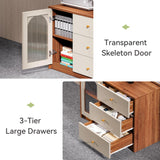 LITTLE TREE L-Shape Computer Desk, Corner Desk Writing Desk Study Desk with File Cabinet, Extendable PC Study Desk Corner Table, Home Office Corner Desk, Easy to Assemble, Brown LITTLE TREE