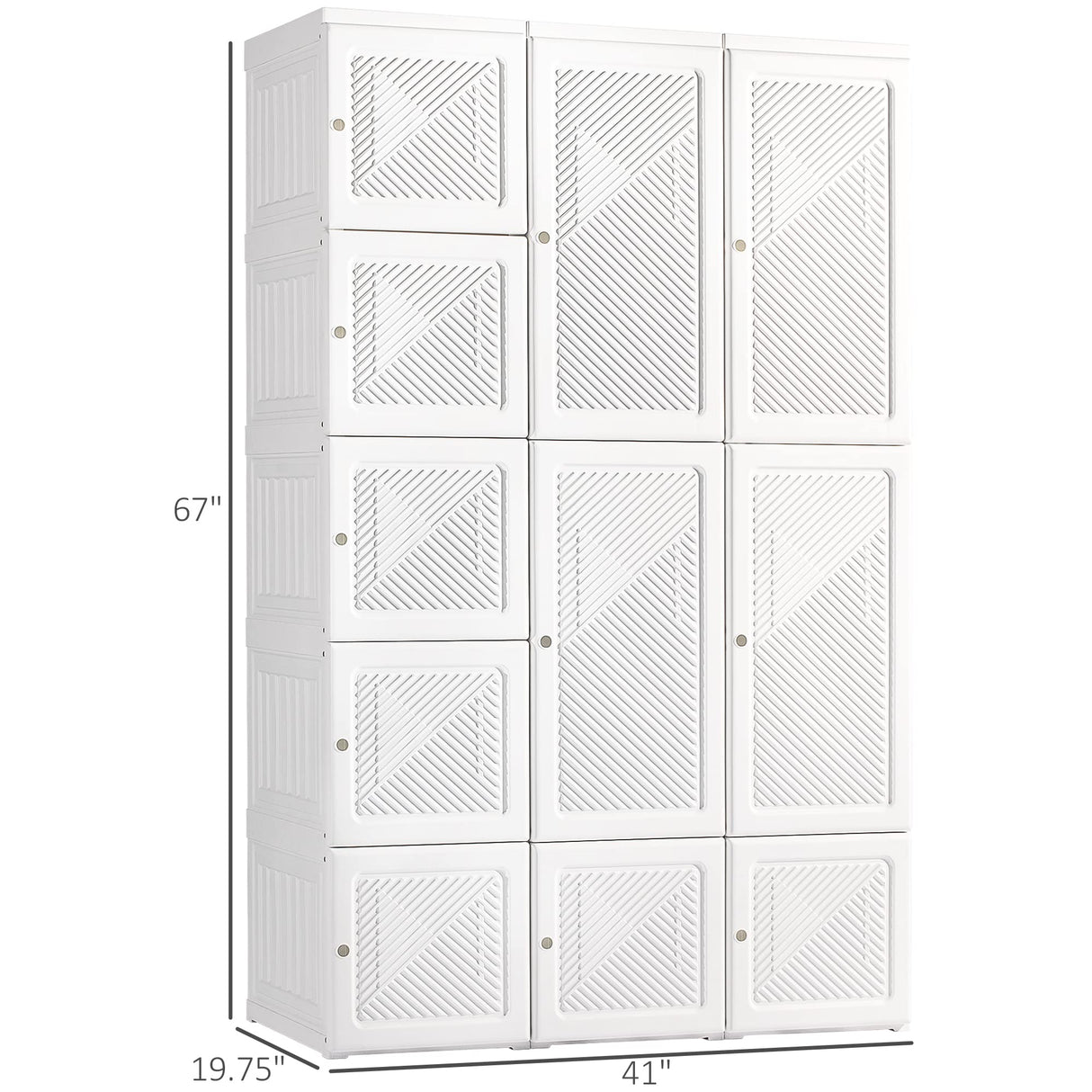 HOMCOM Portable Wardrobe Closet, Folding Bedroom Armoire, Clothes Storage Organizer with 8 Cube Compartments, 2 Hanging Rods, 11 Magnet Doors, White HOMCOM