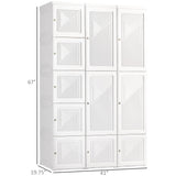 HOMCOM Portable Wardrobe Closet, Folding Bedroom Armoire, Clothes Storage Organizer with 8 Cube Compartments, 2 Hanging Rods, 11 Magnet Doors, White HOMCOM