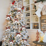 Christmas Ornaments - Set of 12 Shatterproof White Bulbs Adorned with Buffalo Plaid Bows - Rustic Farmhouse Christmas Tree Decorations for Xmas Tree Decor ORIENTAL CHERRY