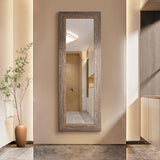 Syndra Modern Design Full Length Mirror, 61"L x 22"W, Wall Mounted, Rectangular, Framed, Wood/wood tone, HD Reflections, Shatterproof, Frosted Edges, Home Decor, Bedroom, Bathroom, Living Room Syndra