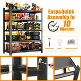 78''H Garage Shelving Heavy Duty Garage Storage Shelves, 3000 LBS Adjustable 5 Tier Industrial Shelving Unit, Metal Utility Shelf for Basement, Warehouse and Workshop (78''Hx36''Wx16''D, Black) ErgoNova