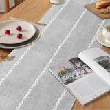 Boho Table Runner, Rustic Farmhouse Cotton and Linen Table Runner with Hand-Tassels, Elegant Kitchen Table Runner for Daily Dining Bedroom Decor and Event Holiday Party Decor 13×72 inches, Grey Vspek