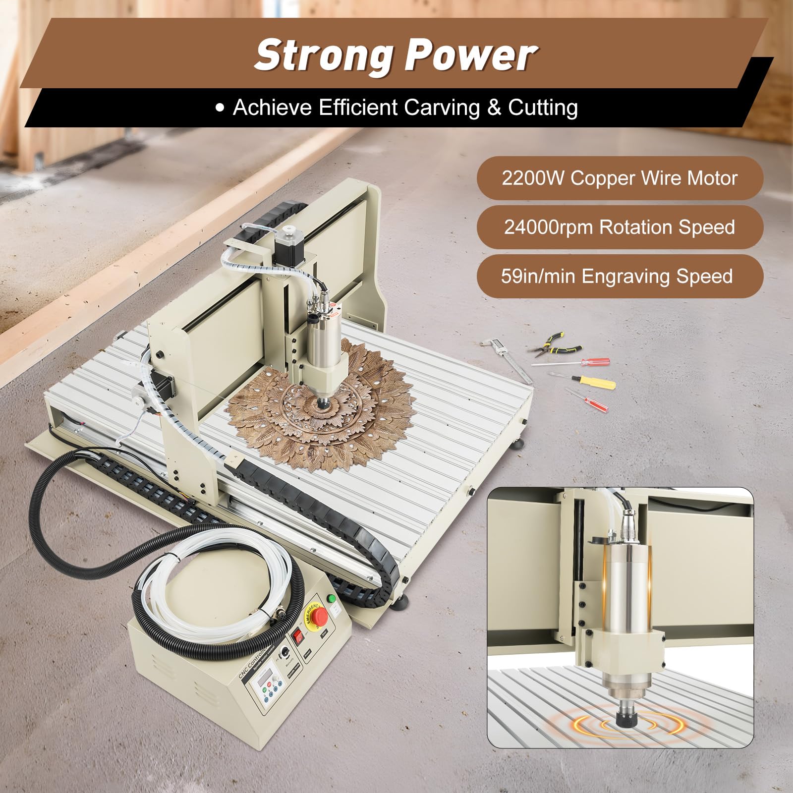 USB 4 Axis CNC 6090 Router Kit MACH3 Control +2.2KW CNC Router Small Wood Metal Engraving Milling Machine,3D Milling Engraving Machine with Controller for Wood Relief, Three-dimensional Carvi - WoodArtSupply