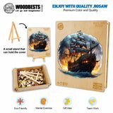 WOODBESTS Wooden Puzzle for Adults, Sailing Ship Puzzle (S, 100pcs, 9.8"x9.7") Beautiful Wooden Box, Wooden Jigsaw Puzzles Unique Shape, Birthday Gifts for Adults and Kids Family Game WOODBESTS