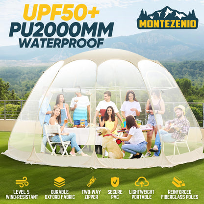 Pop Up Bubble Tent, 15'x15' Outdoor Clear Dome Transparent Tent for 12-15 People with Carry Bag, Weatherproof Pod Star Igloo Tent with Carry Bag, Screen House Camping Tent for Patio, Backyard - WoodArtSupply