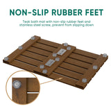 Smuxee Foldable Teak Wood Bath Mat, 19.7" x 13" Shower Mat with Non-Slip, Wooden Floor Mat for Bathroom, Pool and Sauna Smuxee