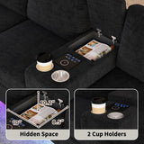 ZSDT Sectional Couches for Living Room, 6 Seat Sectional Sofa Smart Module-Bluetooth Speaker/RGB Light/Charging Station, Chenille U Shaped Couch with 2 Movable Storage Ottomans (Black) ZSDT