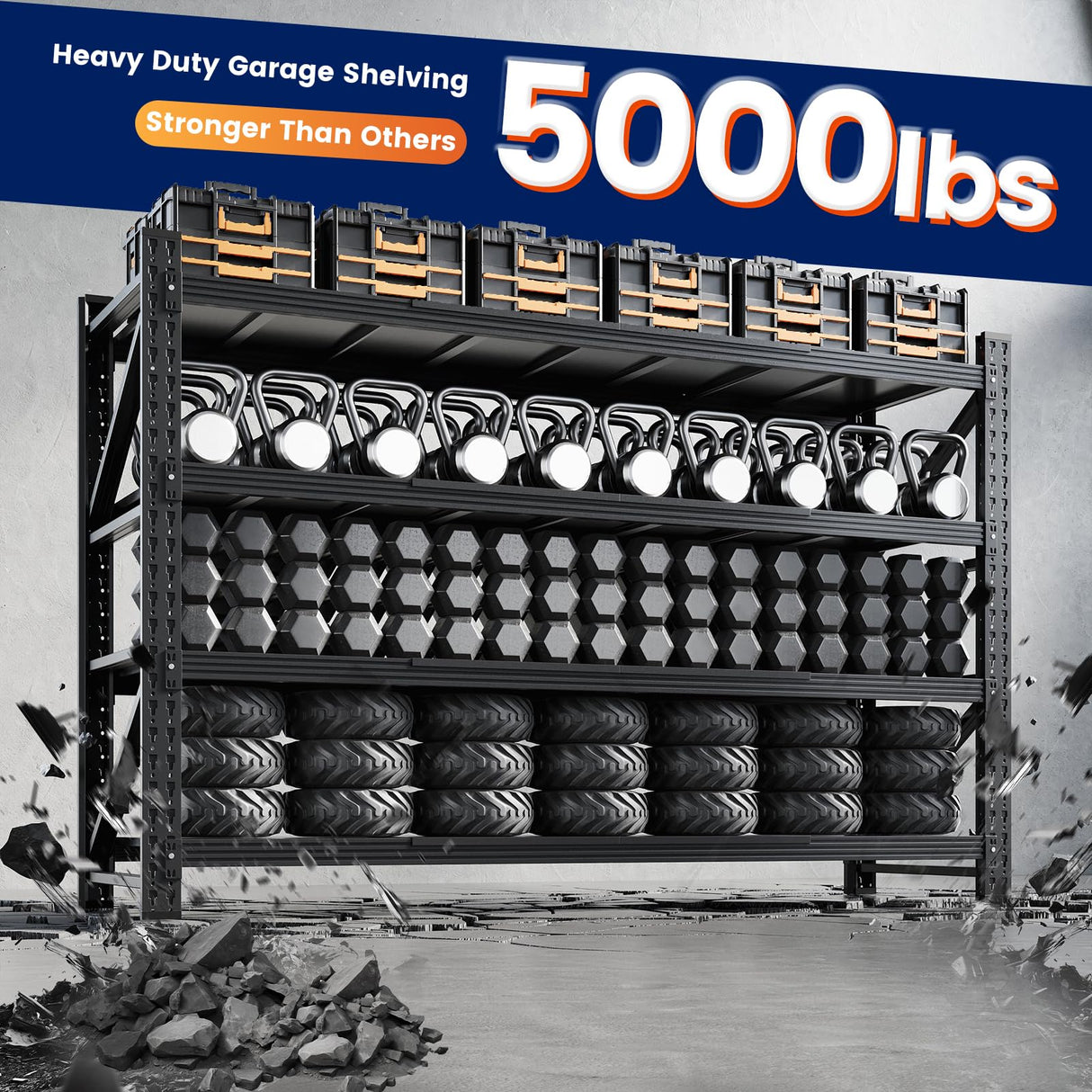 Yizosh 71" W Metal Garage Storage Shelves,5000LBS Heavy Duty 4-Shelf Adjustable Steel Organization Shelving,Utility Rack Shelf,71" W x 24" D x 69" H for Basement,Warehouse,Industrial Yizosh