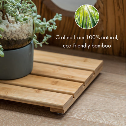 GOBAM Bamboo Bath Mat, Small, 19.6 x 12.3 x 1.3 inches - Water Resistant, Non-Slip Shower Mat for Spa, Sauna, Bath Tub, Pool, Indoor, Outdoor - Bamboo Bathroom Accessories - Natural - WoodArtSupply