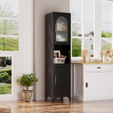 75"H Tall Bathroom Storage Cabinet, Metal Cabinets with Open Compartment, Narrow Storage Cabinet with Doors and Adjustable Shelves, Black Kitchen Pantry, Slim Storage Locker for Bathroom, Living Room MetalMax