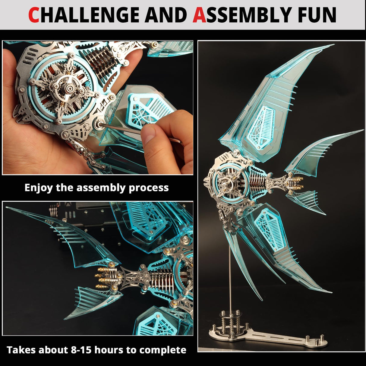 YUEZUDPO 3D Metal Puzzles for Adults, Metal 3D Puzzle DIY Colorful 3D Metal Puzzle 529 Pieces Mechanical Building Kit,3D Metal Model Kits to Build for Birthday Christmas YUEZUDPO