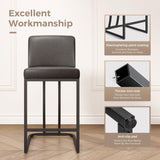 MAISON ARTS Counter Height Bar Stools with Back Set of 3 for Kitchen Counter, 24 Inch Modern Upholstered Faux Leather Barstools Farmhouse Bar Chairs Luxury Island Stools Support 330LBS, Grey MAISON ARTS