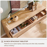 RedLemon 6 Drawers Dresser for Bedroom, 54'' Wide Mid Century Modern Wood Fluted Double Dresser, Chest of Drawers with Tapered Leg for Bedroom, Living Room, Hallway, Closet, Natural Oak RedLemon