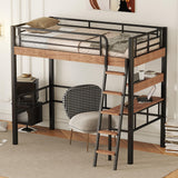 Ball & Cast Metal Twin Loft Bed with Safety Guard & Ladder,Sturdy Metal Bedframe W/Built-in Desk & Storage Shelf,Space Saver,No Box Spring Required,Bedroom Furniture for Boys Girls Teens Adult,Black Ball & Cast