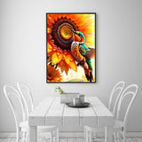 KINPLUB Hummingbird Diamond Painting Kits for Adults, 5D Bird Sunflower Diamond Art Kits for Beginners, DIY Full Round Drill Paint with Diamonds Dots Gem Art, Home Wall Decor 12 x 16 Inch KINPLUB