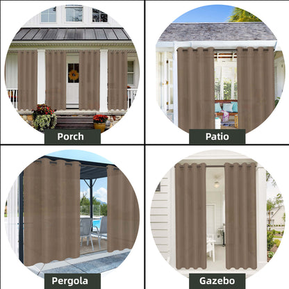 OutdoorLines Waterproof Indoor Outdoor Curtains for Patio-Privacy Sun Blocking Grommet Curtain Panel Weatherproof, UV Resistant Curtains for Gazebo, Porch, Pergola Khaki 100W x 84L Inch 1 Panel