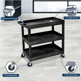 LUXOR EC111-B Tub Storage Cart 3 Shelves - Black,32" x 18" Luxor
