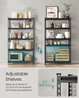 SONGMICS 5-Tier Storage Shelves, Heavy-Duty Garage Shelving, Adjustable Shelving Unit, Steel Shelf, Boltless Assembly, for Garage, Shed, 2,250 lb Load, 18 x 36 x 72 Inches, Ink Black UGLR453B01 SONGMICS