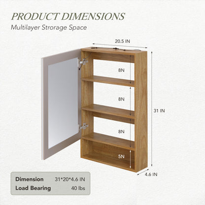 Furnaza Bathroom Medicine Cabinets Mirror Wall Mounted Cabinets with 3 Colors Led Lights and Adjustable Shelf for Storage in Small Space - WoodArtSupply