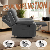 Korser Recliner Chair, Small Recliners for Small Spaces, Upholstered Manual Recliner with Side Pockets, Comfy Corduroy Chairs for Living Room, Bedroom, Reading, Grey Korser