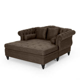 Christopher Knight Home Audrey 62.50" Oversized Lounge Chair, Tufted Loveseat Chaise, Scroll Armchair, Upholstered Loveseat Sofa Chair, Large Leisure Couch Bed, Sleeper Sofa for Living Room, Brown Christopher Knight Home