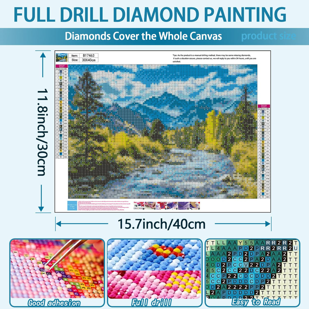 TOPMCYSG Mountain Scenery Diamond Art Kits for Adults,Forest Landscape 5D Diamond Painting Kits for Beginners,DIY Round Full Drill Diamond Dots Paintings Picture Gem Art for Home Wall Decor 16 x 12 in TOPMCYSG