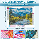 TOPMCYSG Mountain Scenery Diamond Art Kits for Adults,Forest Landscape 5D Diamond Painting Kits for Beginners,DIY Round Full Drill Diamond Dots Paintings Picture Gem Art for Home Wall Decor 16 x 12 in TOPMCYSG
