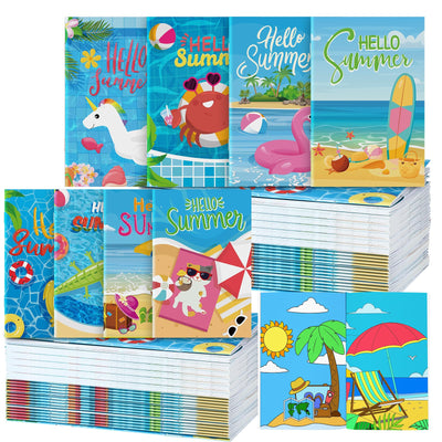 Estune 40 Pcs Coloring Books Summer Beach Party Favor for Kids Coloring Book Set Mini Small Coloring Books Goodie Bag Stuffers Gift Classroom Home