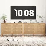 Keehusux Rattan 6 Drawer Dresser for Bedroom, Wooden Storage Chest of Drawers with Metal Handles, Double Dresser Chest for Living Room, Entryway, Natural KES002MDG Keehusux