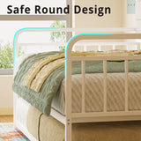 LIKIMIO Daybed with Trundle, Sturdy Metal Twin Bed Frame with Upholstered Headboard and Charging Station for Living Room, Bedroom and Guest Room, White LIKIMIO